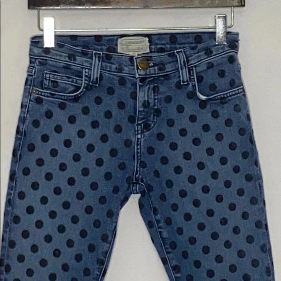 Current Elliott Flocked Dot The Stiletto Jeans - Size 25 - Picture 3 of 7
